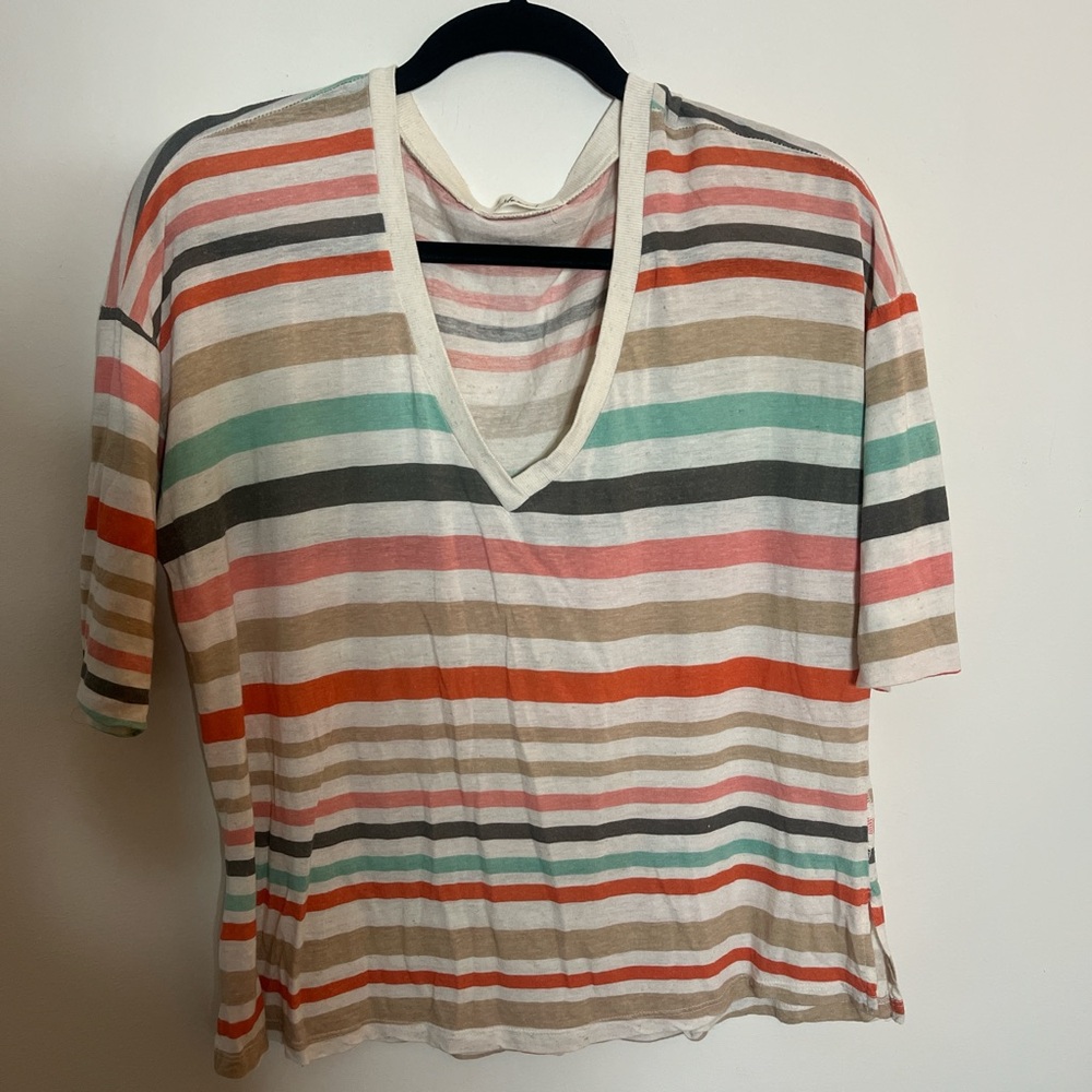 Striped Multicolor V-Neck Women's Top